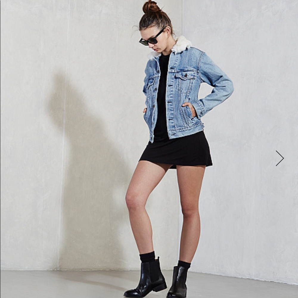 Reformation Boulder Jacket with White Fur Collar